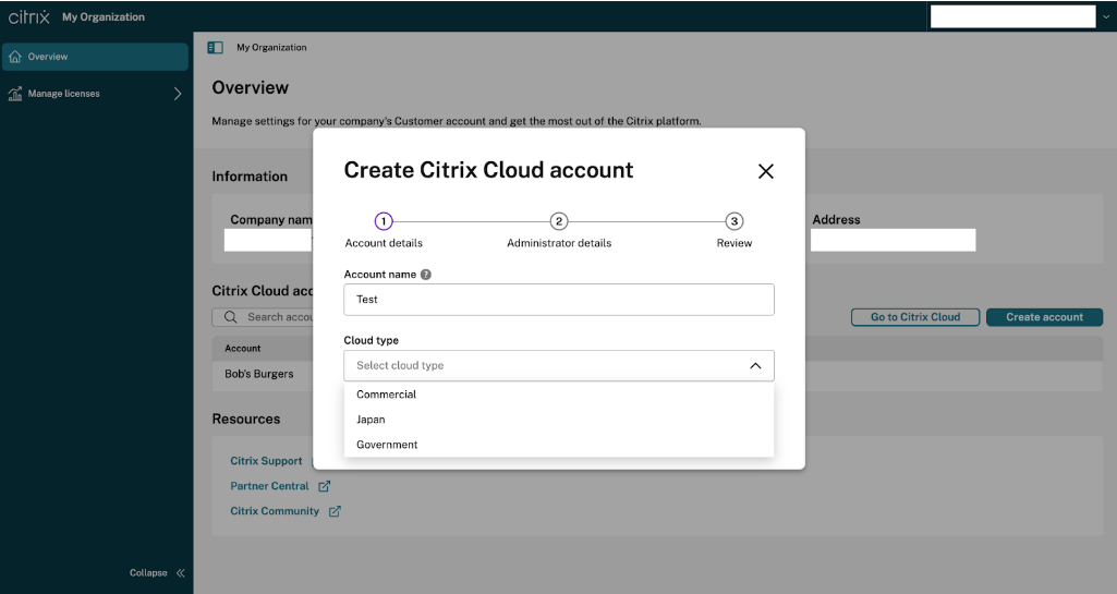 Account Name Cloud Type