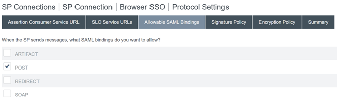 Configure Allowable SAML Bindings