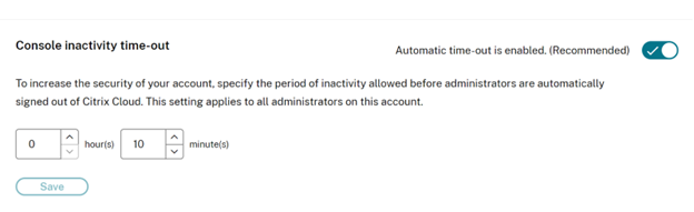 Console inactivity timeout
