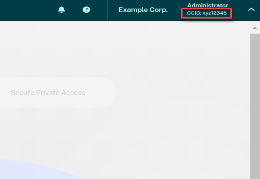 User menu with customer ID highlighted