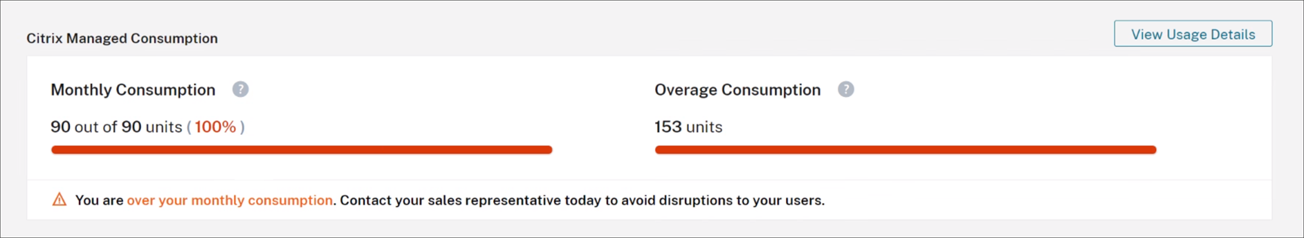 Citrix Managed Consumption summary