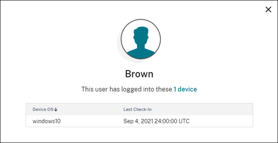 Licensed user menu with enrolled device details