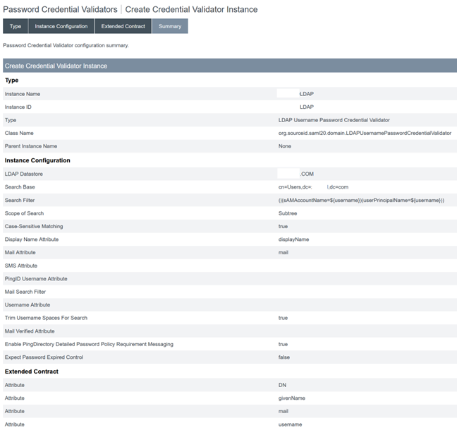 Password credential validator