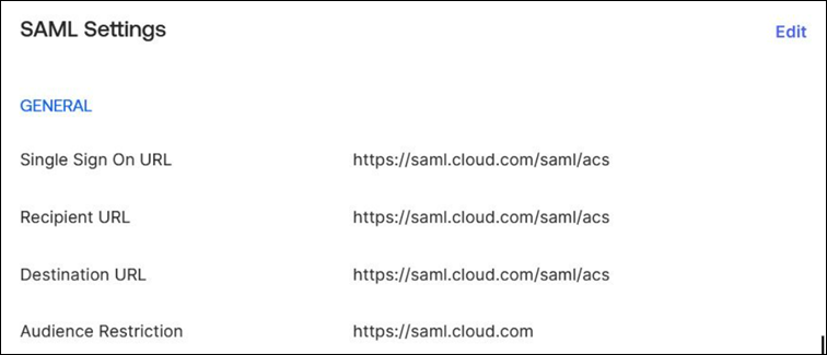 Okta console with endpoints configured