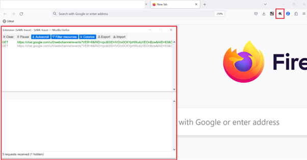 SAML-tracer browser extension